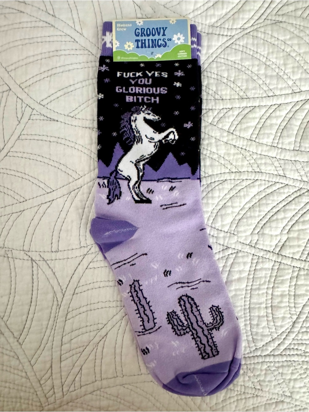 Groovy Things. Purple unicorn 'You Glorious' Novelty Socks
